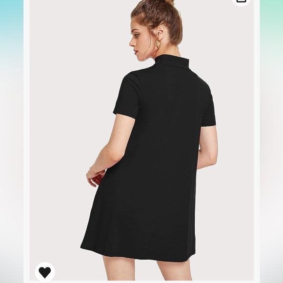 Milumia Women’s Casual Mock Neck T Shirt Dress Short Sleeve Loose Swing Dress - Picture 3 of 8